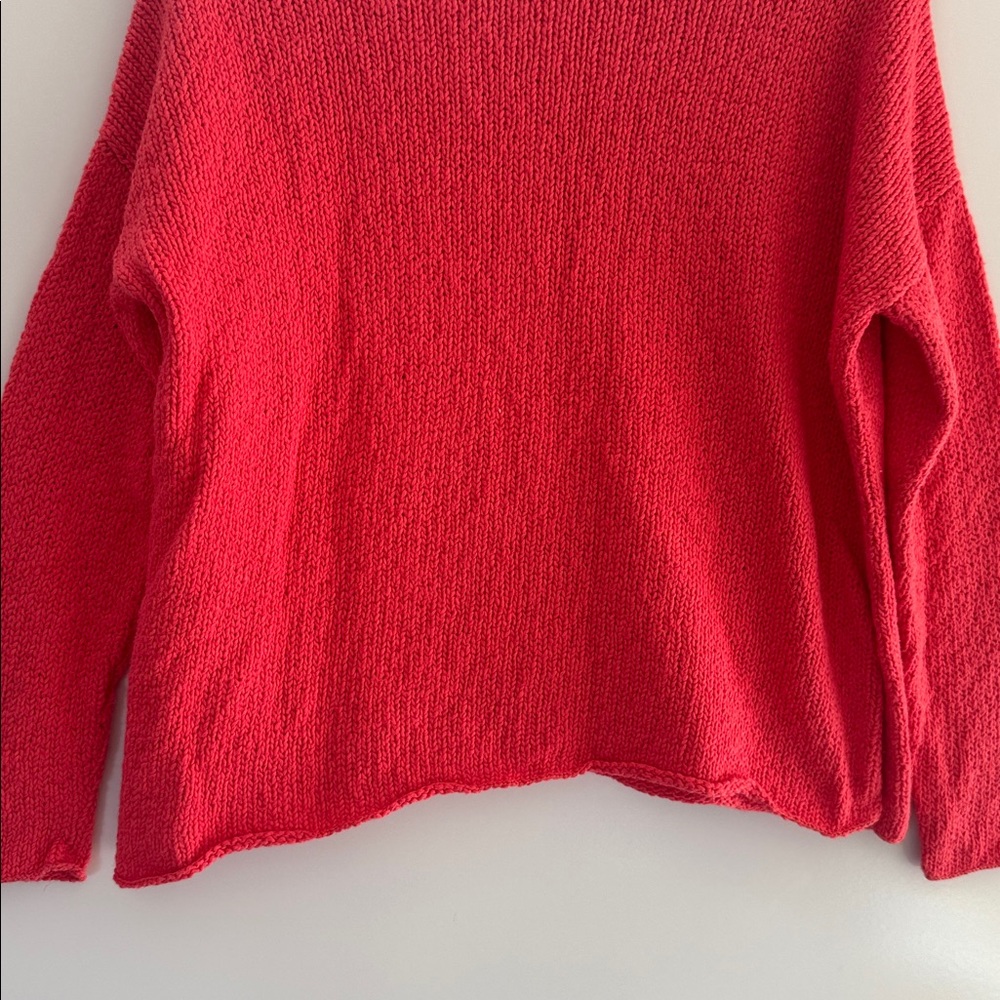 Eileen Fisher Sweater Womens Small Organic Cotton Knit Coral Long Sleeve - Picture 10 of 12
